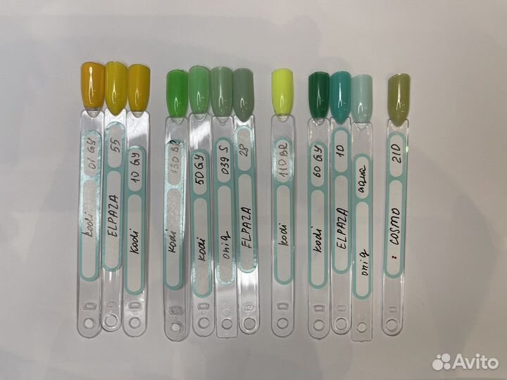 Гель лаки зеленые желтые 12 шт