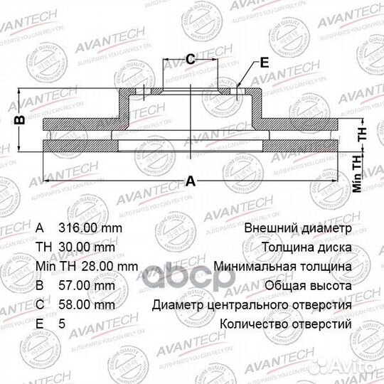 Диск тормозной avantech BR0604S avantech