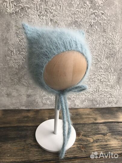 Вязаная шапочка из ангоры, вязание для детей