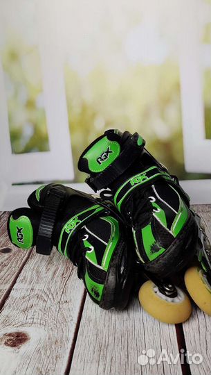 Роликовые коньки детские раздвижные, защита, шлем