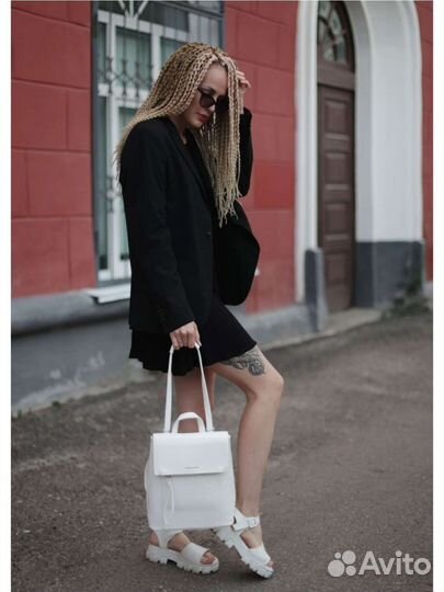 Рюкзак женский кожаный белый черный бежевый