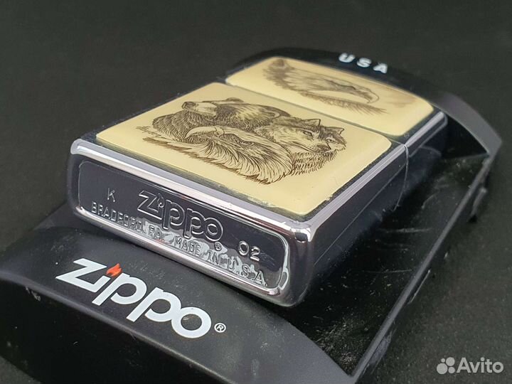 Зажигалка Zippo - Bear Eagle Wolf
