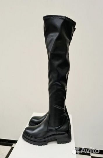 Сапоги ботфорты кожаные