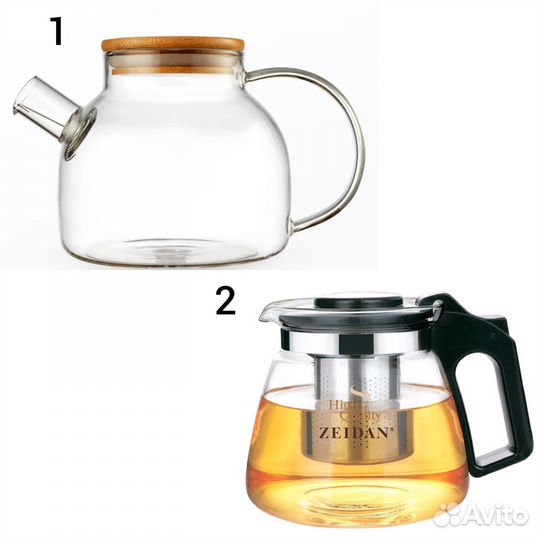 Заварочный стеклянный чайник 1000 и 1100 мл новые