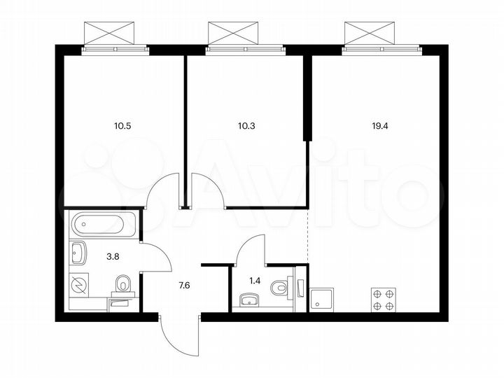 2-к. квартира, 53 м², 8/25 эт.