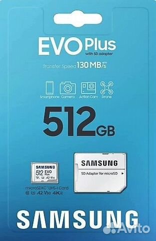 Карта памяти microSD 512 Gb Samsung EVO Plus