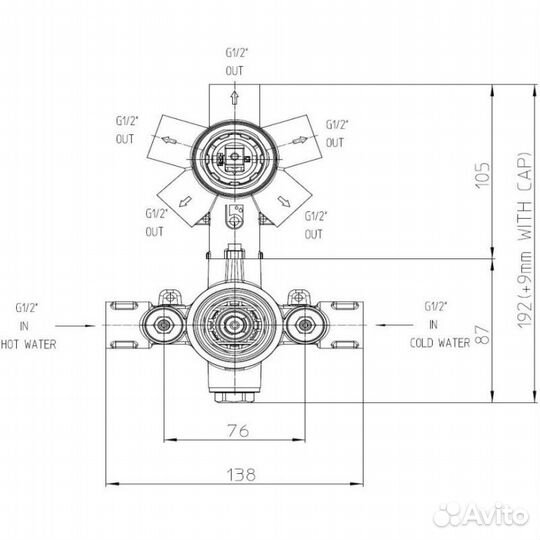 Скрытая часть на 2-5 потребителей Bossini Z001250