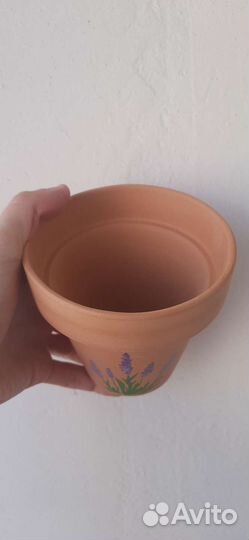 Глиняный горшок для цветов ручная роспись
