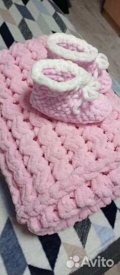 Плед вязаный плюшевый