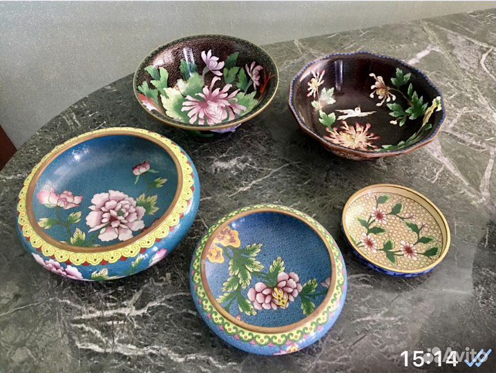Конфетница, клуазоне, перегородочная эмаль, антикв