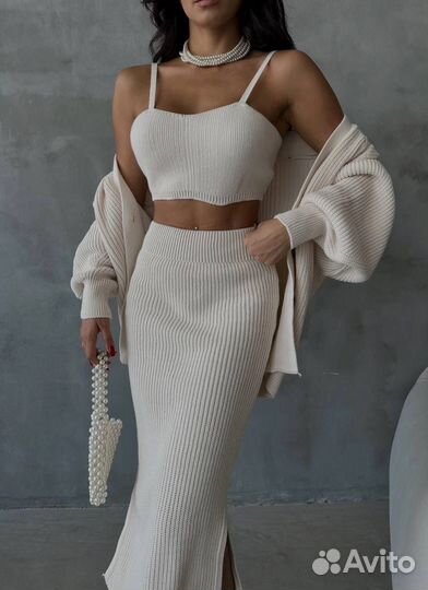 Комплект тройка -с крупной грубой вязкой