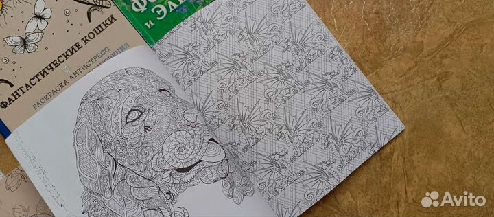 Раскраски антистресс, кошки, феи, цветы