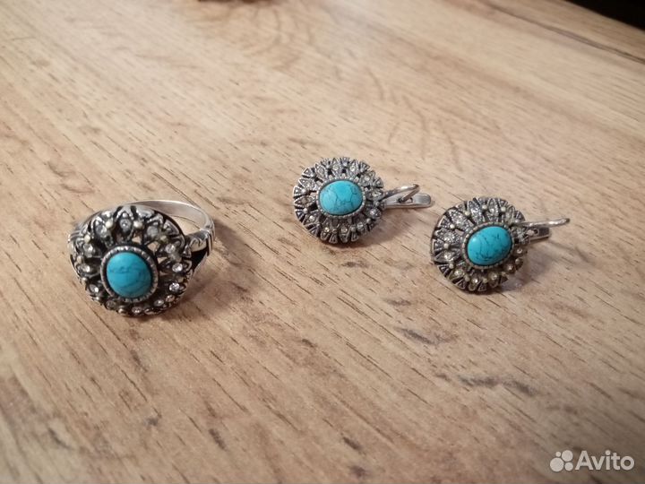 Комплект бижутерии с бирюзой СССР