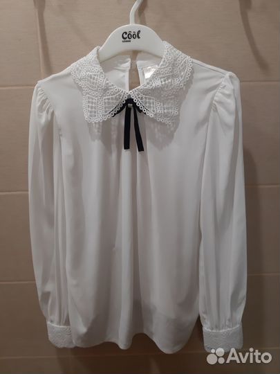 Блузка белая школьная на девочку 140