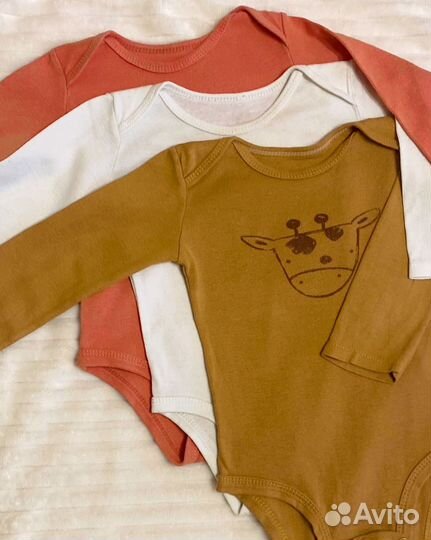 Детские боди с рукавом, 3шт