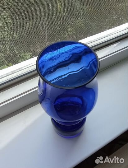 Ваза синее стекло СССР