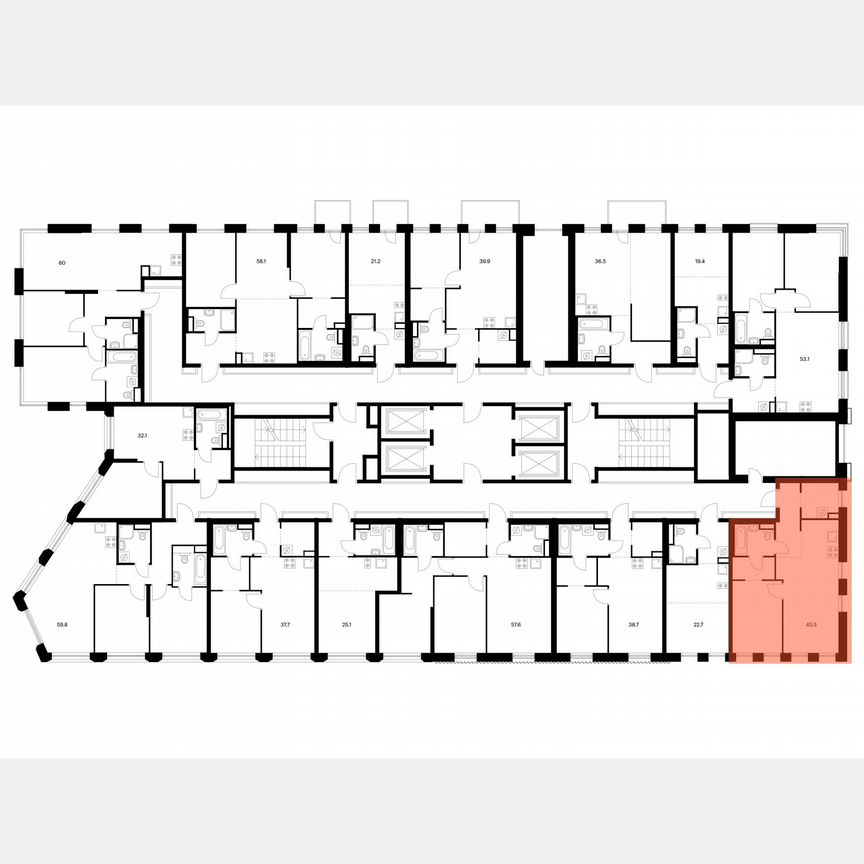1-к. квартира, 45,5 м², 16/39 эт.