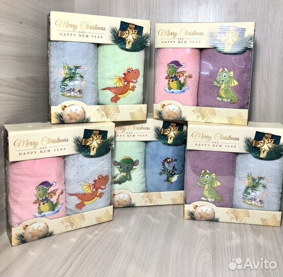 Новогодний набор полотенец в подарочной коробке