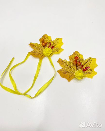 Комплект заколка и браслет осень с листьями