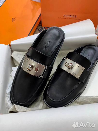 Мюли hermes черные