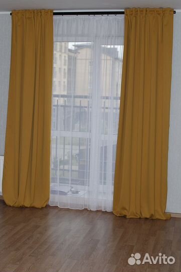 Шторы димаут IKEA Majgull (горчичные), 140х300, х2