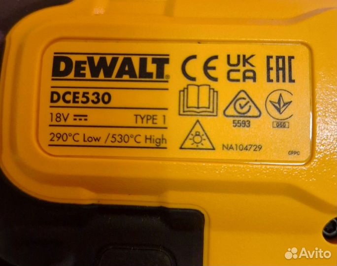 Аккумуляторный строительный фен DeWalt dce530 18v