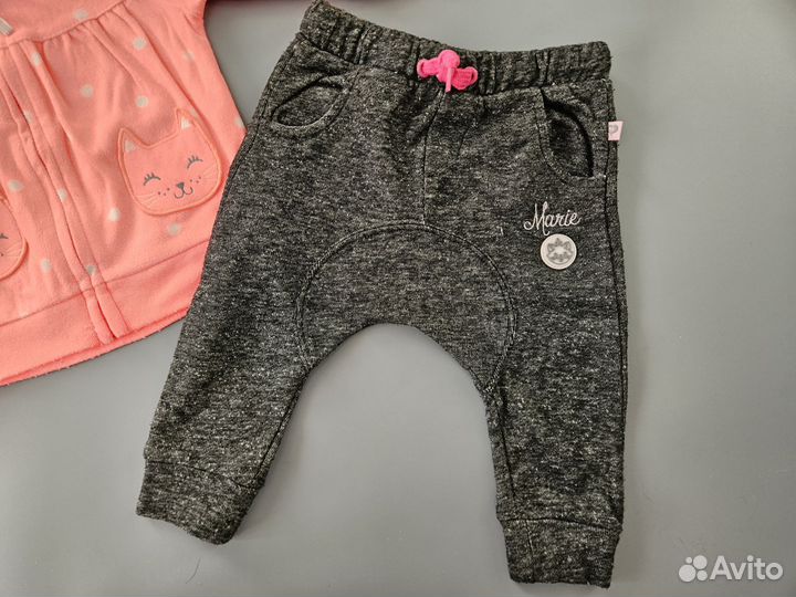 Кофта флисовая и штаны для девочки 74-80 см