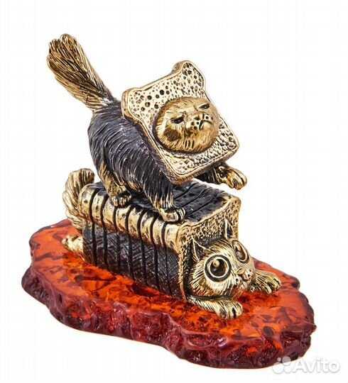 Фигурка Коты Сэндвич (латунь, янтарь) A2182055