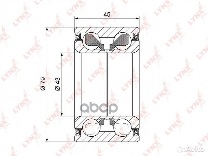 Подшипник ступицы задний (45x43x79) подходит дл
