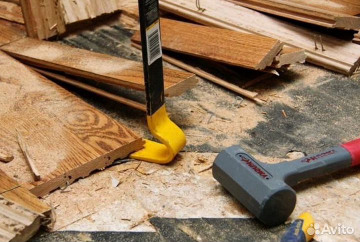 Очистка краска со стен, демонтаж стен и полов