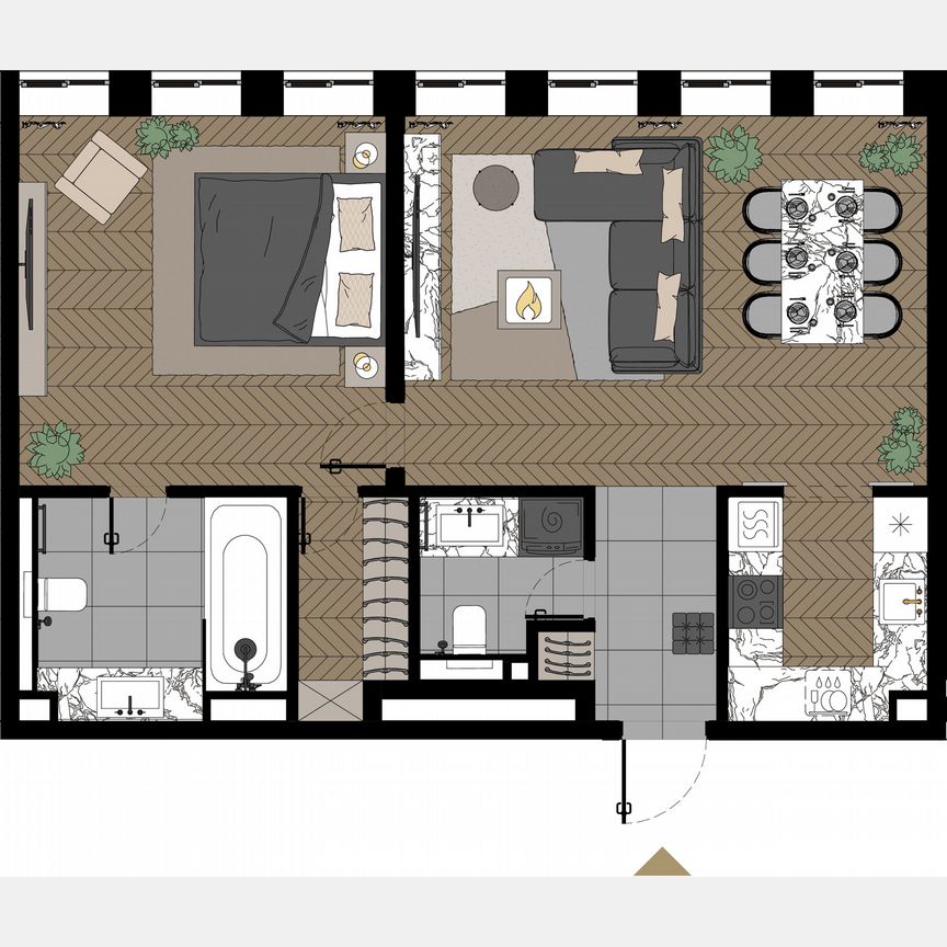 1-к. апартаменты, 62,6 м², 23/23 эт.