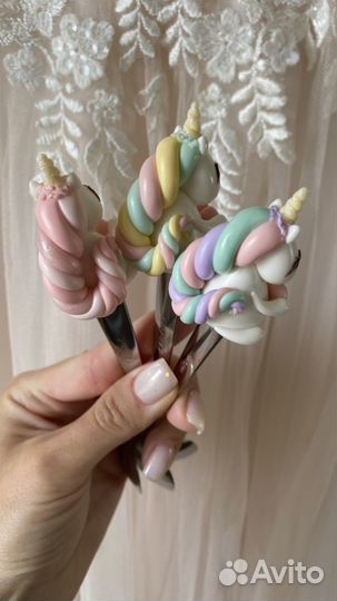 Ложка с декором единорог ручная работа