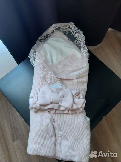 Вязаный конверт на выписку для девочки