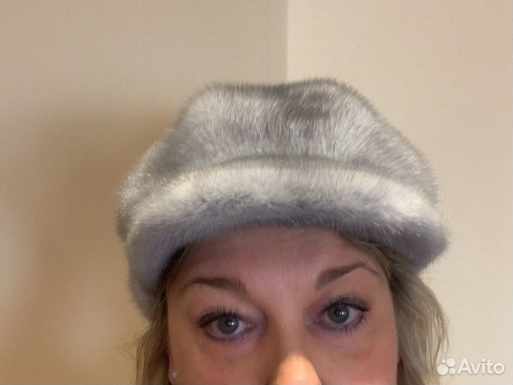 Шапка кепка из голубой норки