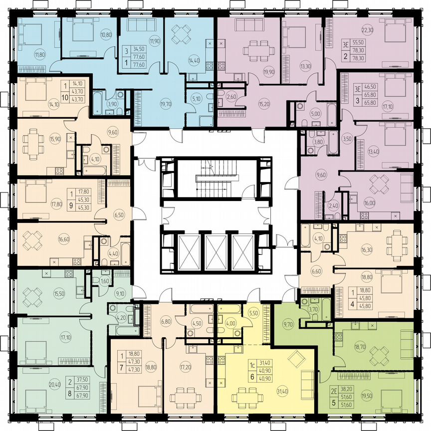 2-к. квартира, 65,8 м², 4/18 эт.