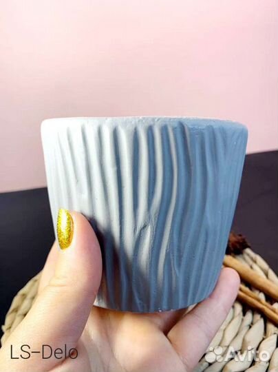 Силиконовая фoрма молд Кашпо Дерево гипс