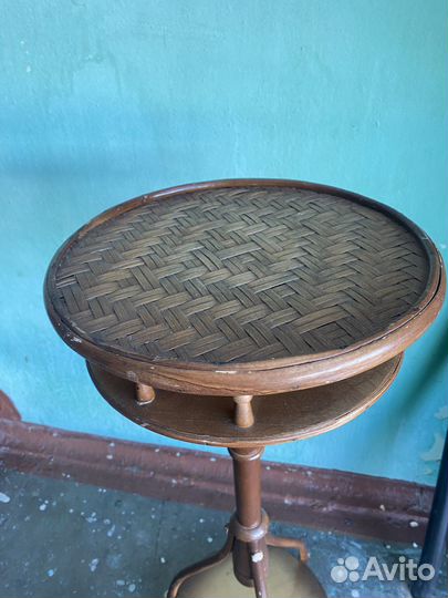 Винтажная деревянная жардиньерка СССР плетёная э