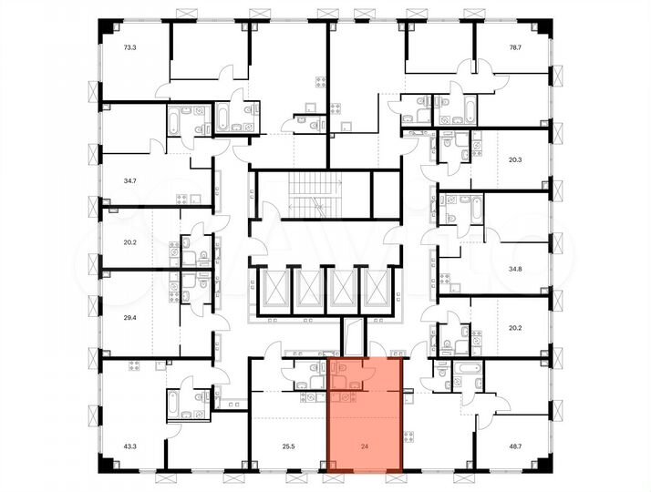 Квартира-студия, 24 м², 7/33 эт.