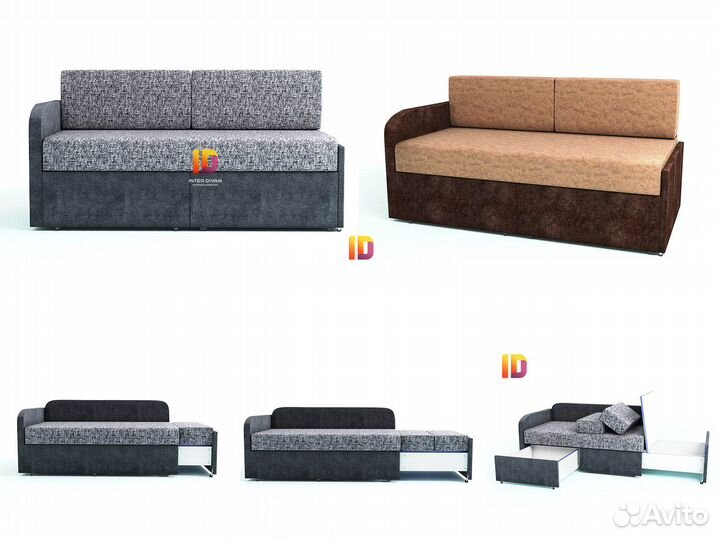 Диван раскладной детский Малютка (Настя) серый