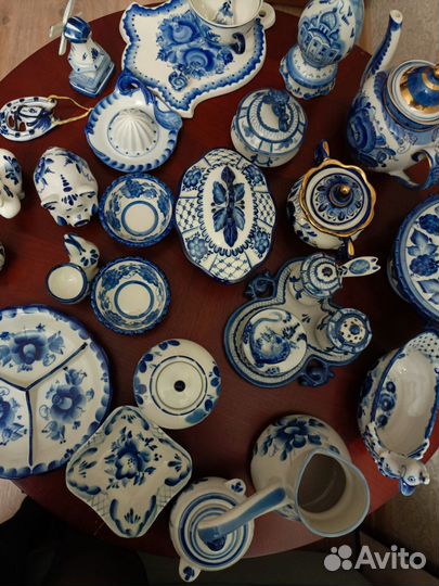 Гжель фарфоровая посуда, фигурки, авторская работа