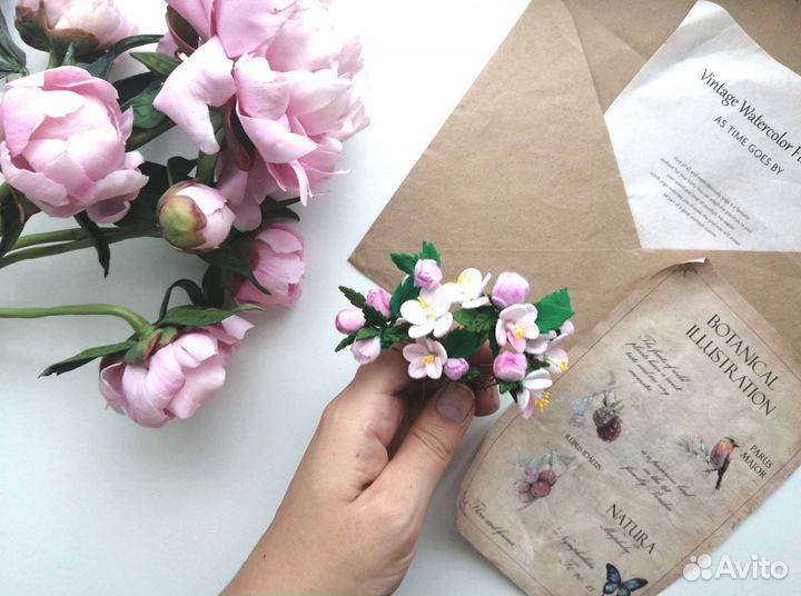 Яблоневый цвет,шпильки для волос,цветы в волосы,6ш