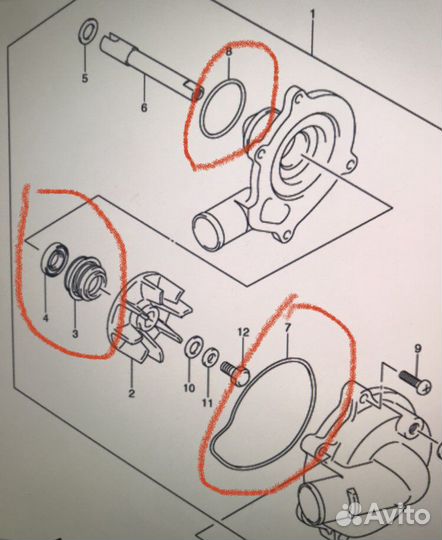 Ремкомплект помпы Suzuki GSX-R