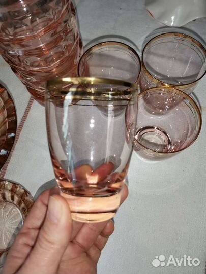 Советское цветное розовое стекло винтаж