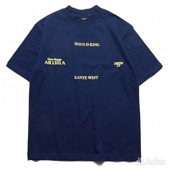 Футболка kanye west jesus i king синяя