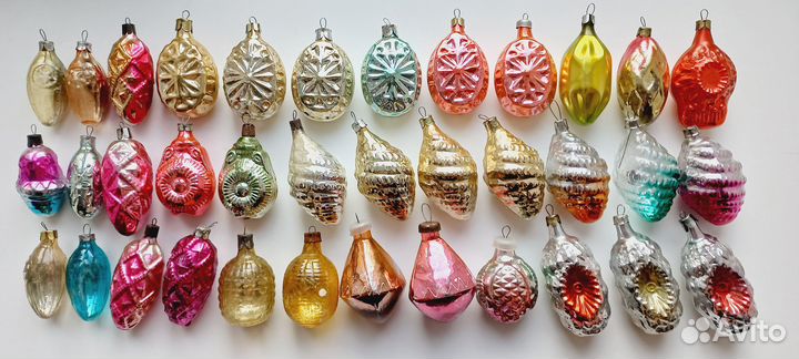 Подвески овальные рельфные елочные игрушки СССР