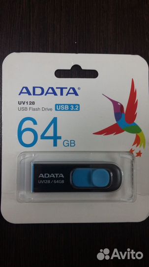 Флешка USB adata Black/Blue 64GB