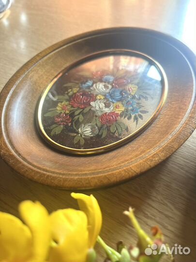 Старинные миниатюры цветы масло Италия