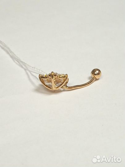 Пирсинг с синтетическим камнем Золото