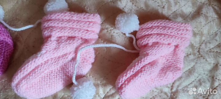 Носки ручной вязки шерстяные и хб