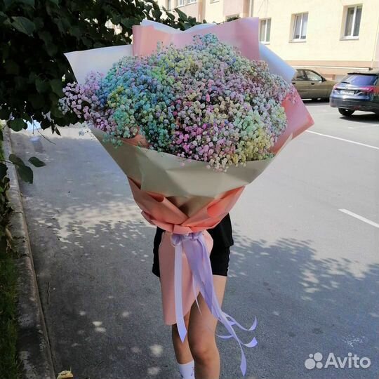 WOW Букет из Радужной Гипсофилы